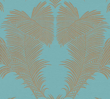 AS Creation Trendwall 2 -  37959-4 - 379594 Turquoise Palmblad / Blauw / Groen / Goud