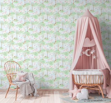 Dutch Wallcoverings Little Kids JS2002 groen - roze