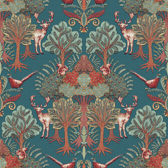 Dutch Wallcoverings Tapestry TP422305 Nordic Deer Forest Petrol Blauw