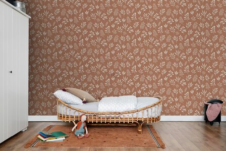 Esta Home Vintage Flowers oranje - terracotta 139319 (*Gratis Lijm Actie) - Terracotta - Oranje