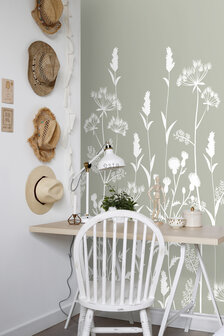 Esta Home Vintage Flowers groen 159214 (*Gratis Lijm Actie) - Groen