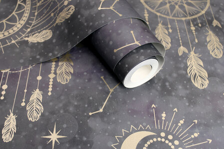 Dutch Wallcoverings Dream Catcher Zwart - Goud 13330