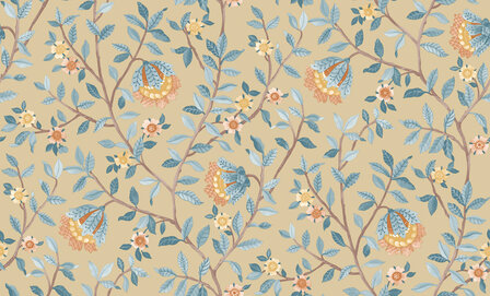 Dutch Wallcoverings Botanique B199-91D / B19991D blauw - beige