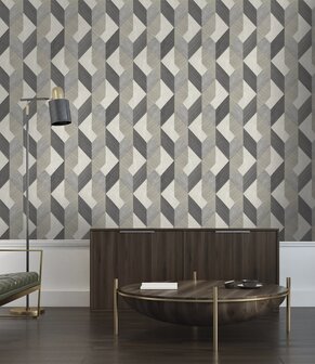 HookedOnWalls NATURAL CHIC VICENTIO 32660 Wit / Grijs (Incl. Gratis Lijm*)