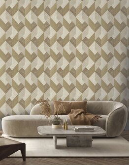 HookedOnWalls NATURAL CHIC VICENTIO 32661 (Incl. Gratis Lijm*) Bruin / Beige