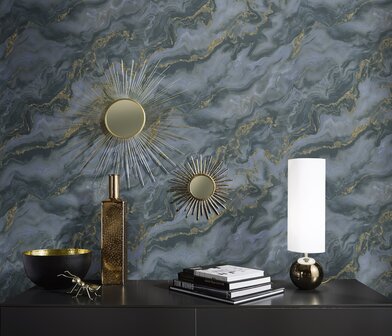Dutch Wall Decor Elle Decoration 4 10447-08 / 1044708 Blauw Goud Marmer