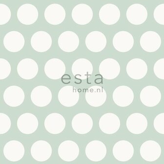 Everybody Bonjour behang 128711 BEHANG DOTS MINT - Groen Behang