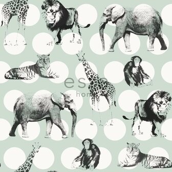 Everybody Bonjour behang 128713 - Zwart - Groen Behang