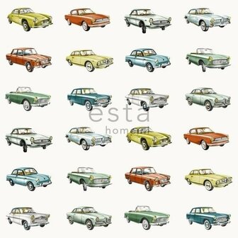 Everybody Bonjour behang 138732 - Oranje - Groen - Geel Behang