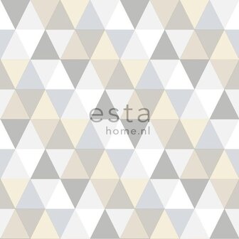 Everybody Bonjour behang 128707 - Wit - Grijs - Beige Behang