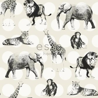 Everybody Bonjour behang 128712 - Zwart Wit Behang
