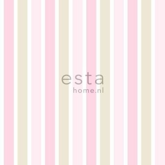 Everybody Bonjour behang 138701 - Roze - Beige Behang