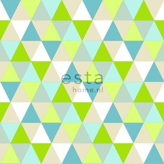 Everybody Bonjour behang 138713 - Turquoise - Groen Behang