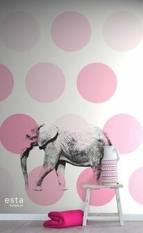 Everybody Bonjour PhotowallXL Olifant 158708 - Zwart - Roze Behang