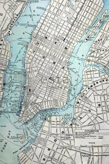 Esta Photowall XL 157702 Old street map New York - Grijs - Blauw Behang
