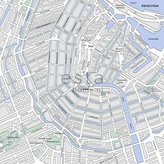 Esta Photowall XL 157712 Street map Amsterdam - Blauw Behang
