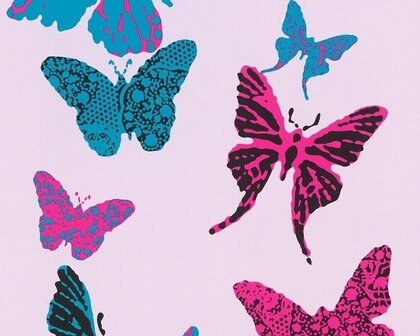 AS Creation Boys and Girls 93634-2 Vlinders behang - Paars / Blauw Behang