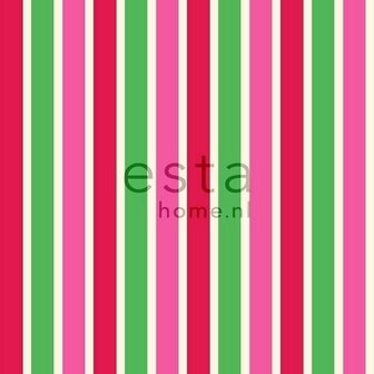 Esta StripesXL 116516 - Roze - Rood - Groen Behang