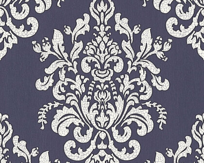 AS Creation Hermitage 10 - 341431/34143-1 - Blauw / Zilver Behang