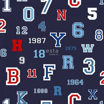 Esta College 138831 - Rood - Blauw Behang