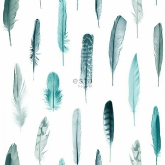 Esta Greenhouse 138895 - Wit - Turquoise Behang