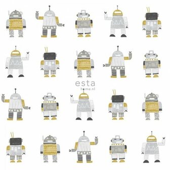 Esta Little Bandits 138940 - Zilver - Geel Behang