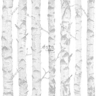 Esta Little Bandits 138944 - Zilver - Wit - Grijs Behang