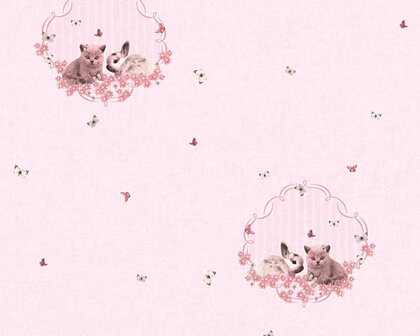 AS Creation Little Stars 35564-1 - Roze / Bont Behang