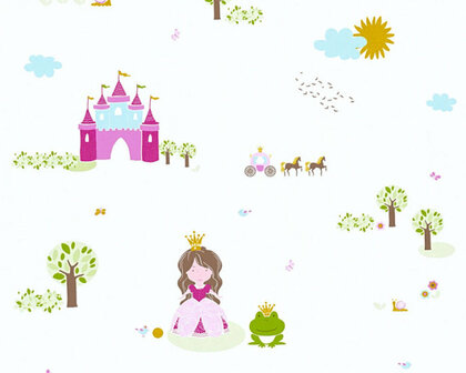 AS Creation Little Stars 35852-2 - Wit / Roze Behang