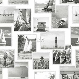 Esta Regatta Crew - Surf Edition 138956 - Zwart Wit - Grijs Behang