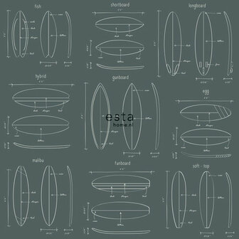 Esta Regatta Crew - Surf Edition 128870 - Groen - Blauw Behang