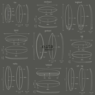 Esta Regatta Crew - Surf Edition 128872 - Zwart - Grijs Behang