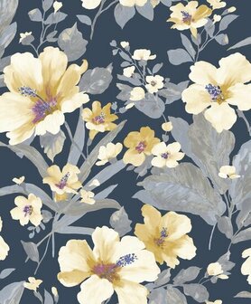 Casadeco Florescence FLRE82346506 - Geel / Blauw Behang
