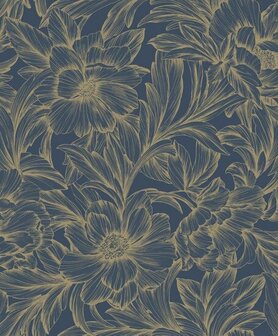 Casadeco Florescence FLRE82356515 - Blauw Behang