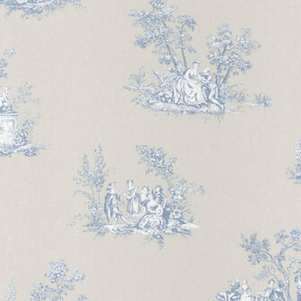Casadeco Fontainebleau FONT81516206 - Blauw / Beige Behang