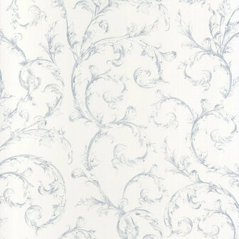 Casadeco Fontainebleau FONT81536101 - Wit / Blauw Behang