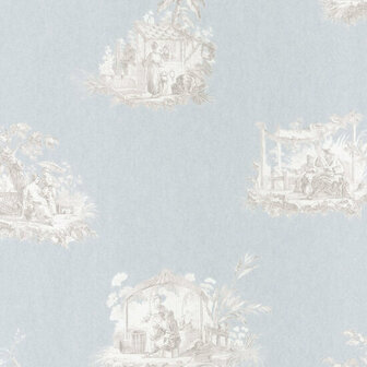 Casadeco Fontainebleau FONT81546102 - Beige / Blauw Behang