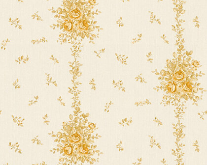 AS Creation Chateau 5 34500-3 - Goud / Beige/gouden glitter op bloem Behang