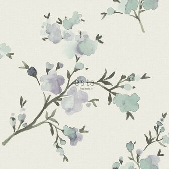 Esta Blush 148715 - Wit - Turquoise Behang