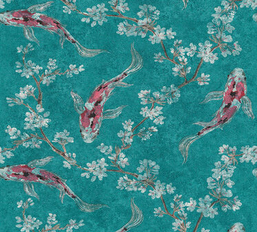 AS Creation Asian Fusion 37462-3 | 374623 - Blauw / Groen Behang