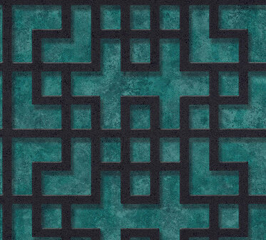 AS Creation Asian Fusion 37465-1 | 374651 - Blauw / Groen Behang