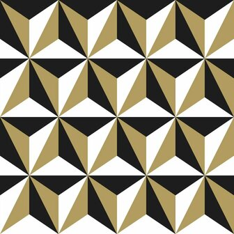 Esta Home Black &amp; White 139118 - Zwart - Goud Behang