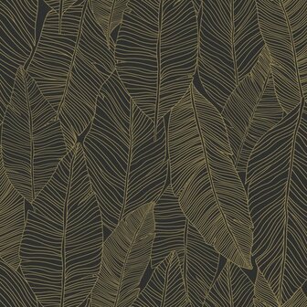 Esta Home Black &amp; White 139126 - Zwart - Goud Behang
