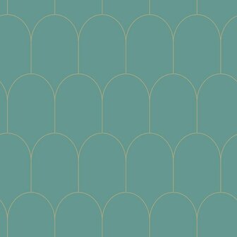 Esta Art Deco 139204 - Groen - Goud - Blauw Behang