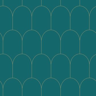 Esta Art Deco 139205 - Groen - Goud - Blauw Behang