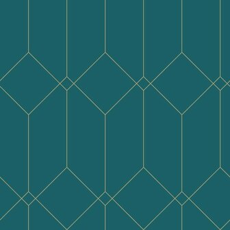 Esta Art Deco 139224 - Groen - Goud - Blauw Behang