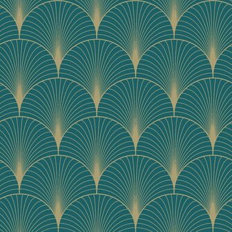 Esta Art Deco 139230 - Groen - Blauw Behang