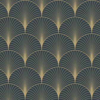 Esta Art Deco 139231 - Goud - Blauw Behang
