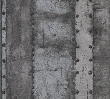 AS Creation Industrial 37743-4 - 377434 - Grijs / Zwart Behang