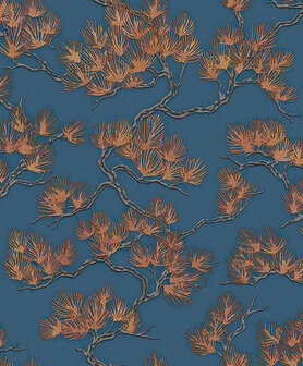 Dutch Wallcoverings Wall Fabric pine tree blue WF121017 Behang